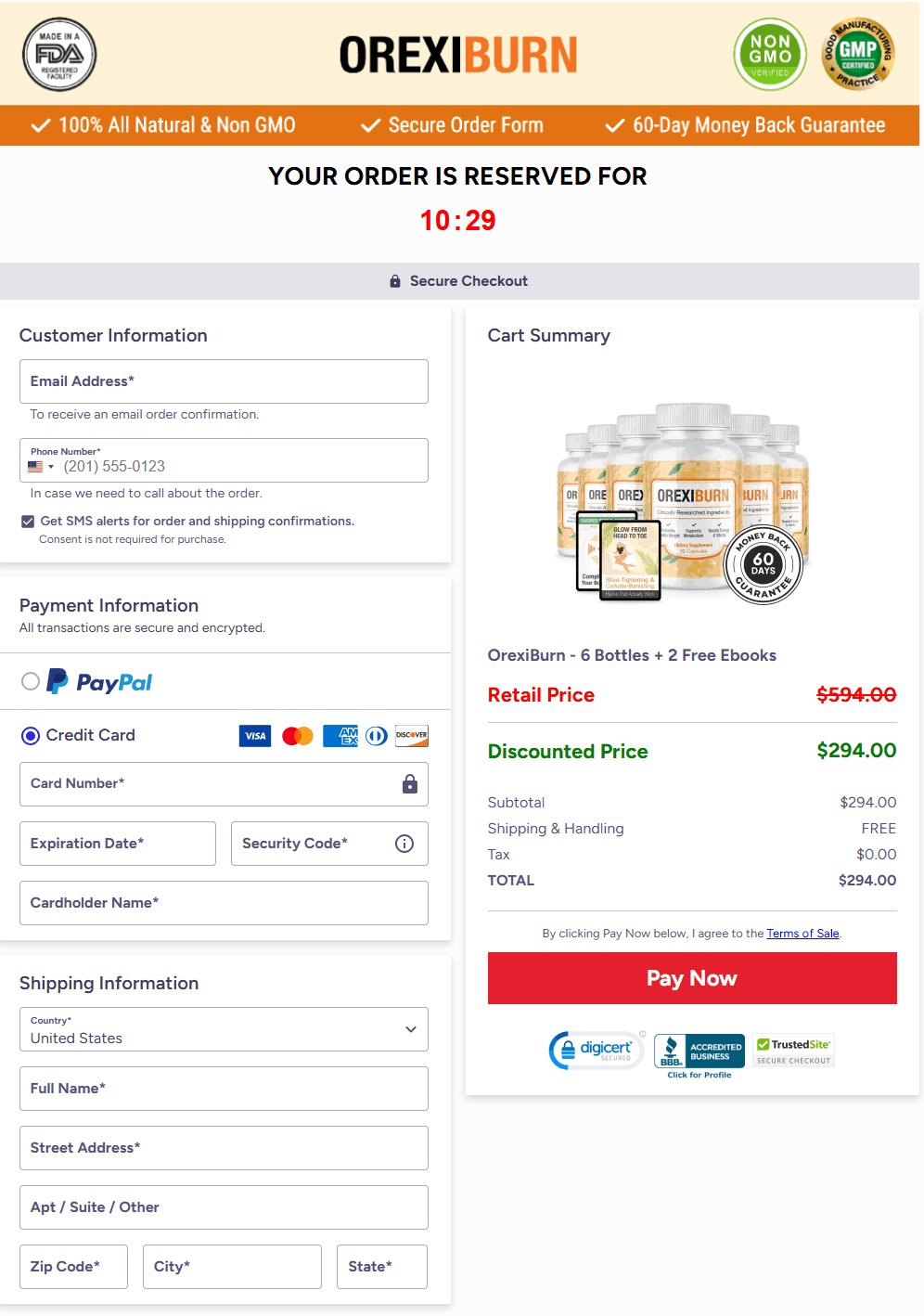 OrexiBurn Checkout Page